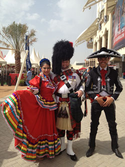 Cambridge Bagpiper and some Mexicans at 2013 Bahrain F1 Grand Prix