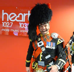 Cambridge Bagpiper at Heart Radio